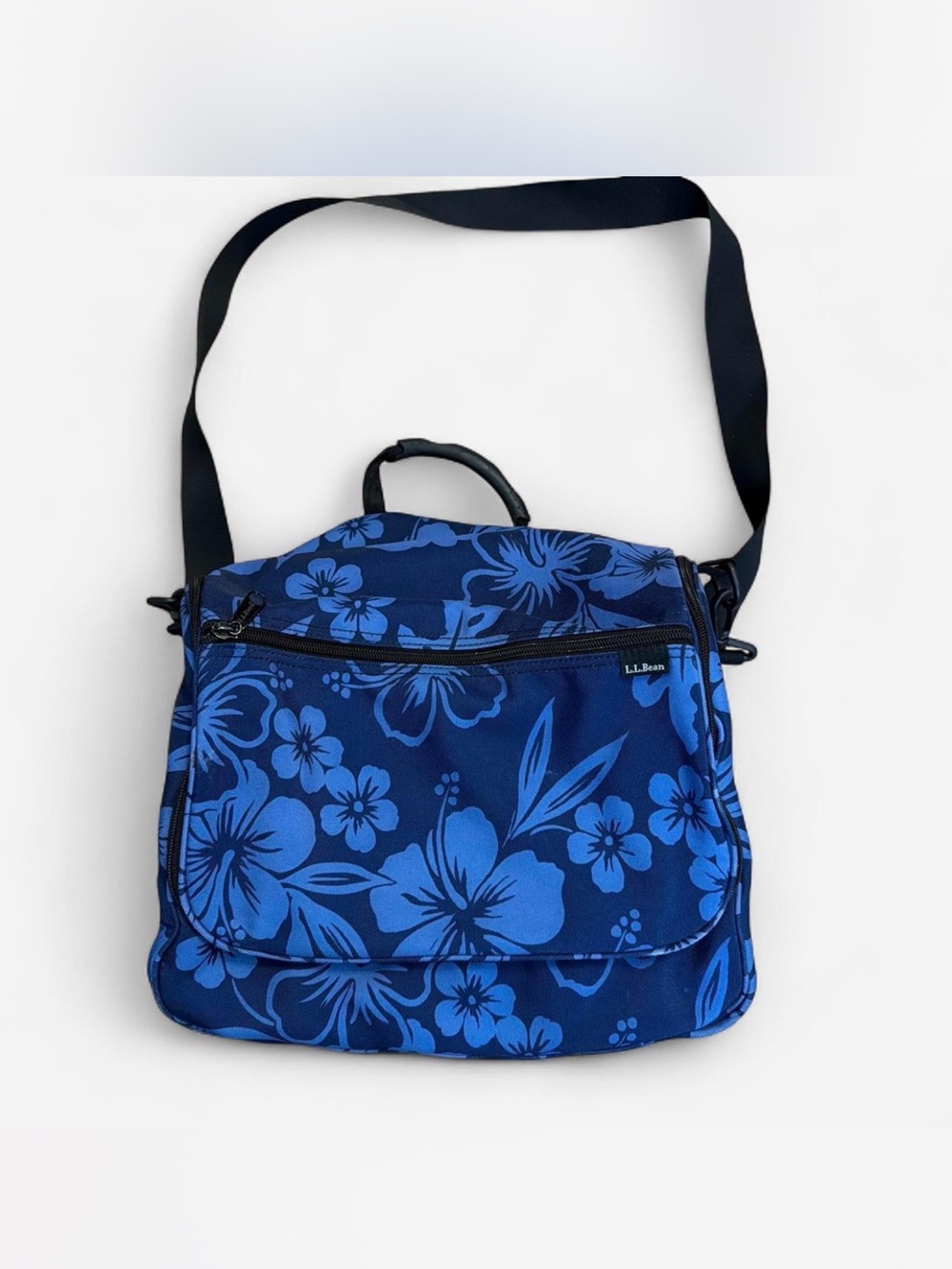 L.L.Bean Blue Floral Hawaiian Tropical Hanging Toiletry Organizer Travel Tote